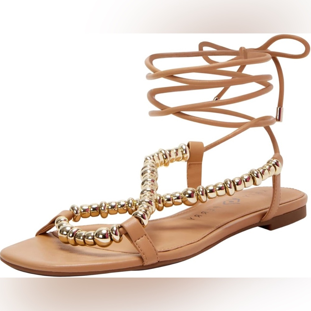 🖤🖤 Katy Perry Women's The Halie Bead Sandal Flat 10M/40 Biscotti Bright